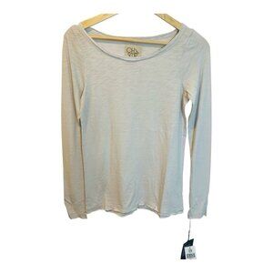 Chaser Women’s Long Sleeve Beige T-shirt XS Scoop Neck Lightweight Cotton Modal